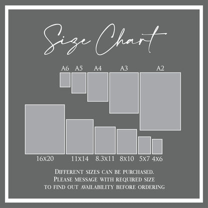 the size chart for the size chart