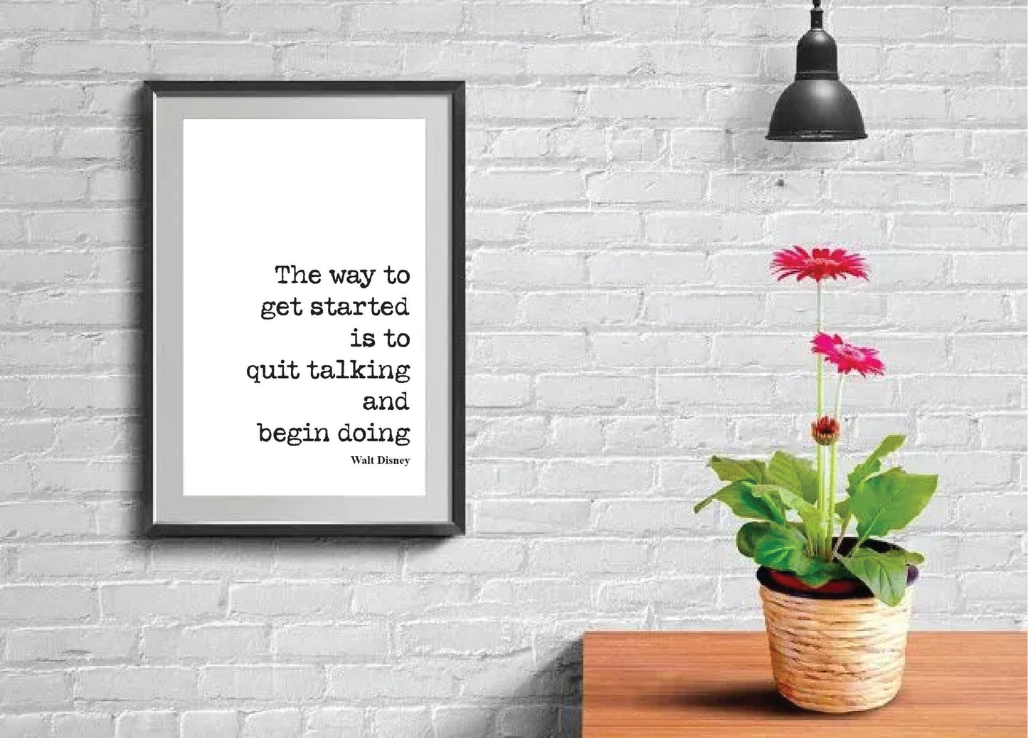 Walt Disney Quote Print Quit Talking Begin Doing Wall Art Home Decor Mickey Mouse Inspirational Motivational Literature Unframed