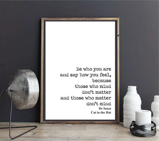 Dr Seuss Quote Print Cat In The Hat Home Decor Dr. Suess Wall Art Inspirational Motivational Literature Unframed