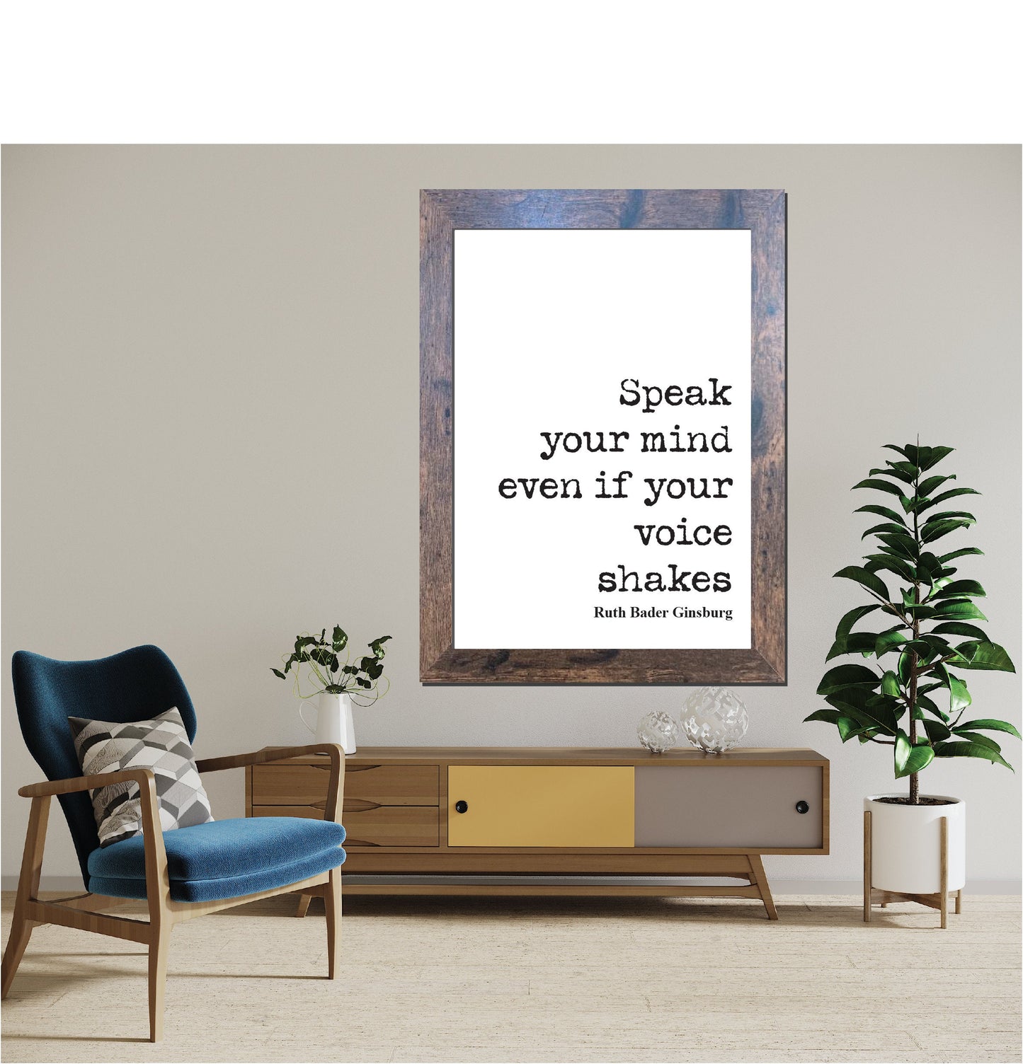 Feminist Quotes Ruth Bader Ginsburg Quote Print Speak Your Mind Even If Your Voice Shakes Home Decor RBG Wall Art Literature Unframed