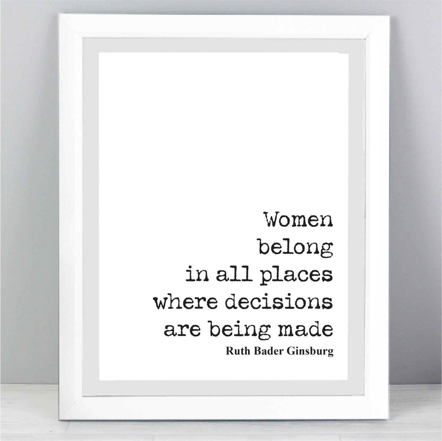 Feminist Quotes Ruth Bader Ginsburg Quote Print Women Belong In All Places Where Decisions Are Being Made RBG Wall Art Literature Unframed