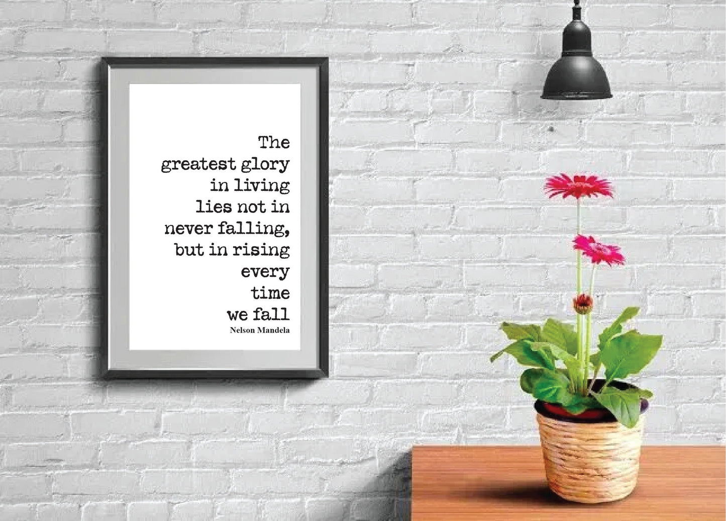 Nelson Mandela Quote Print The Greatest Glory In Living Rising Every Time We Fall Wall Art Inspirational Motivational Home Decor Unframed