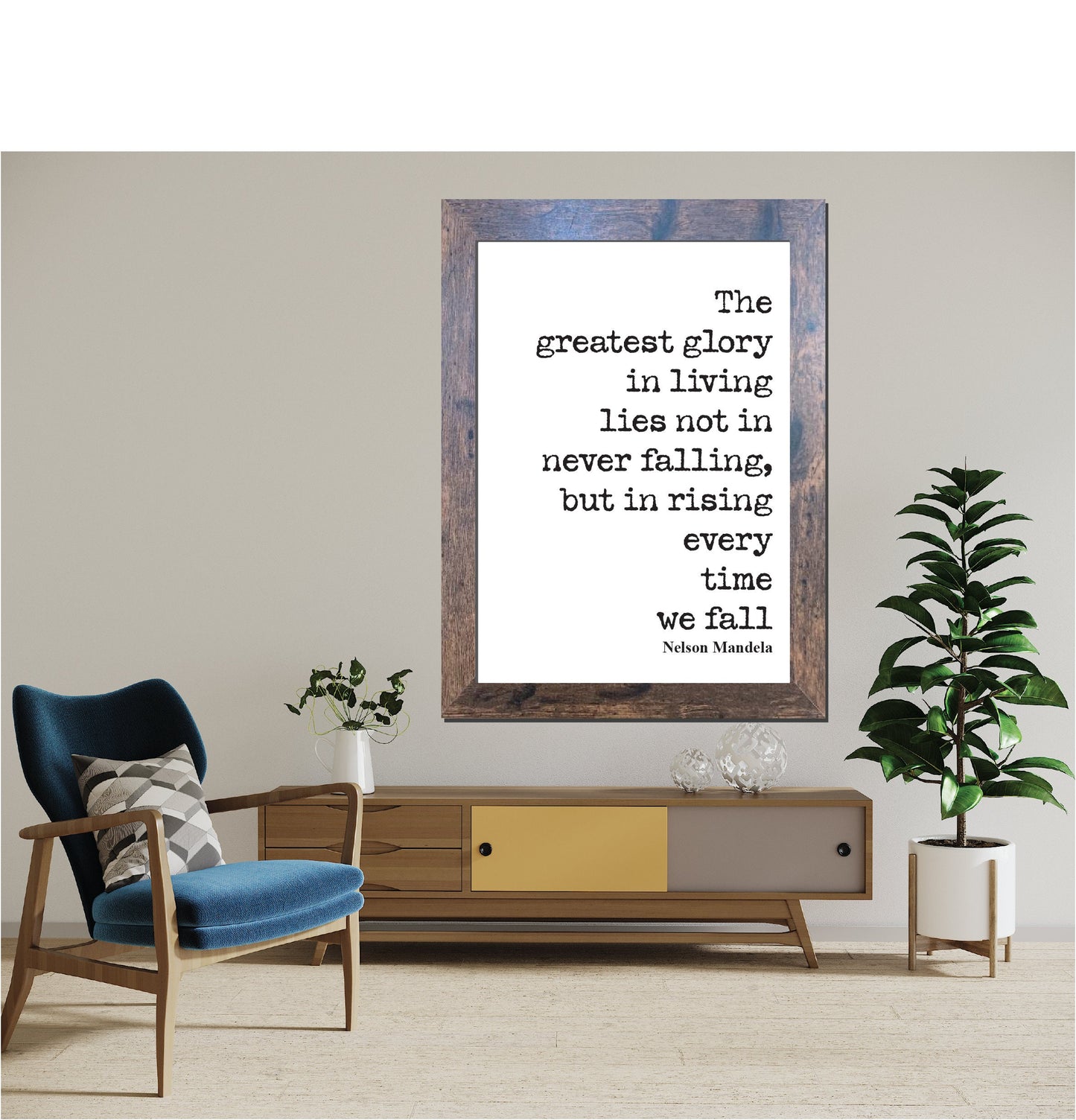 Nelson Mandela Quote Print The Greatest Glory In Living Rising Every Time We Fall Wall Art Inspirational Motivational Home Decor Unframed