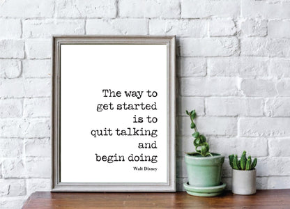 Walt Disney Quote Print Quit Talking Begin Doing Wall Art Home Decor Mickey Mouse Inspirational Motivational Literature Unframed