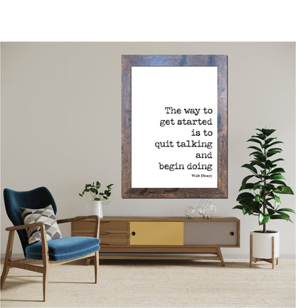 Walt Disney Quote Print Quit Talking Begin Doing Wall Art Home Decor Mickey Mouse Inspirational Motivational Literature Unframed