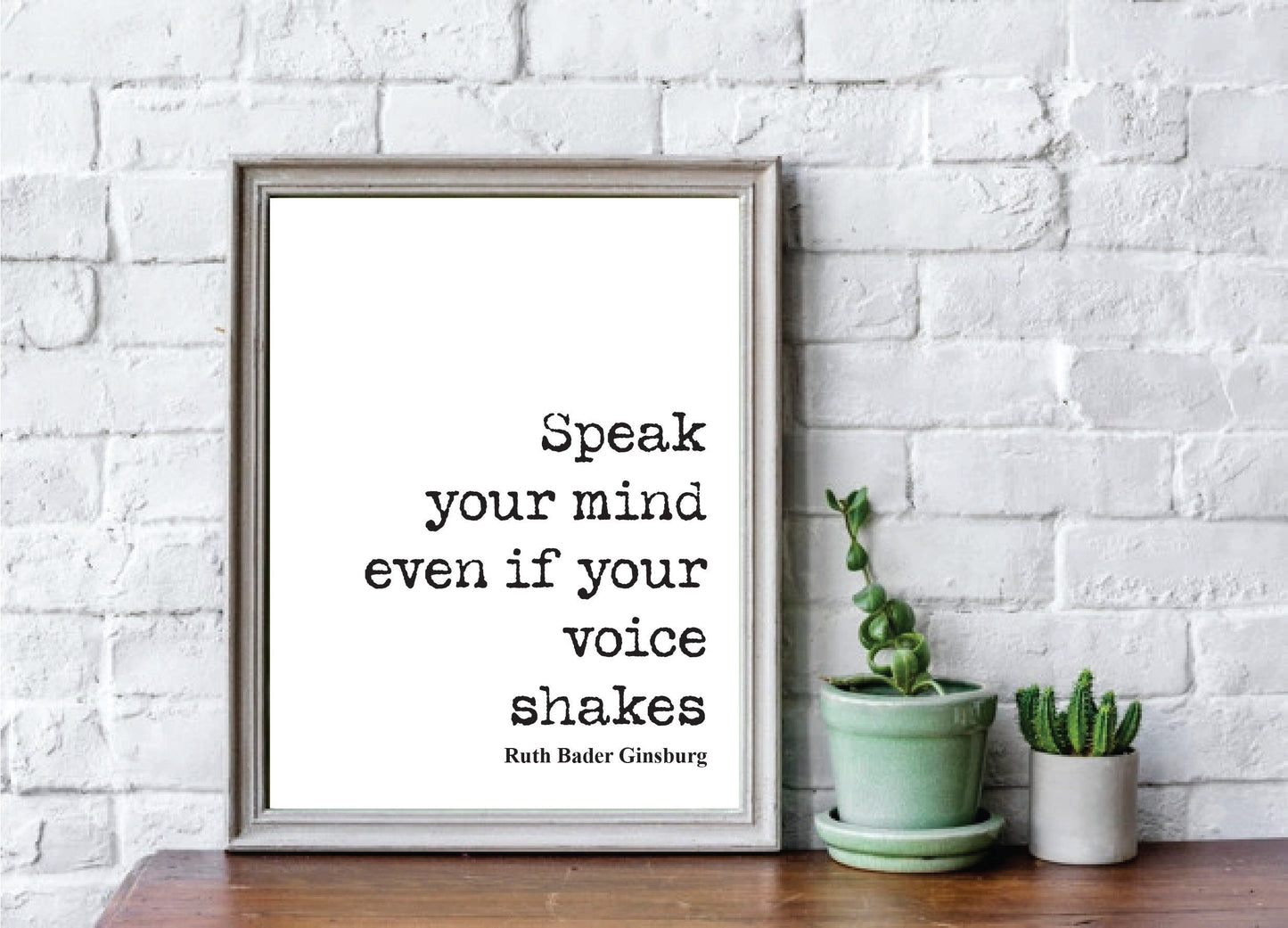 Feminist Quotes Ruth Bader Ginsburg Quote Print Speak Your Mind Even If Your Voice Shakes Home Decor RBG Wall Art Literature Unframed