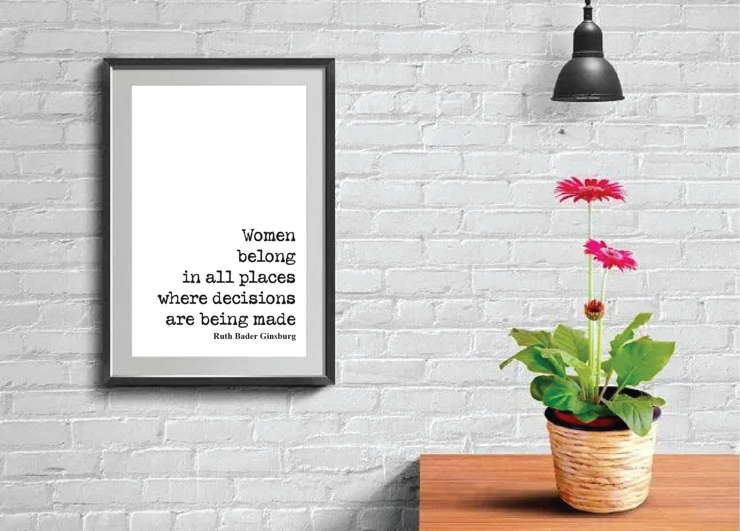 Women Belong In All Places Where Decisions Are Being Made Feminist Quotes Ruth Bader Ginsburg Quote Print RBG Wall Art Literature Unframed