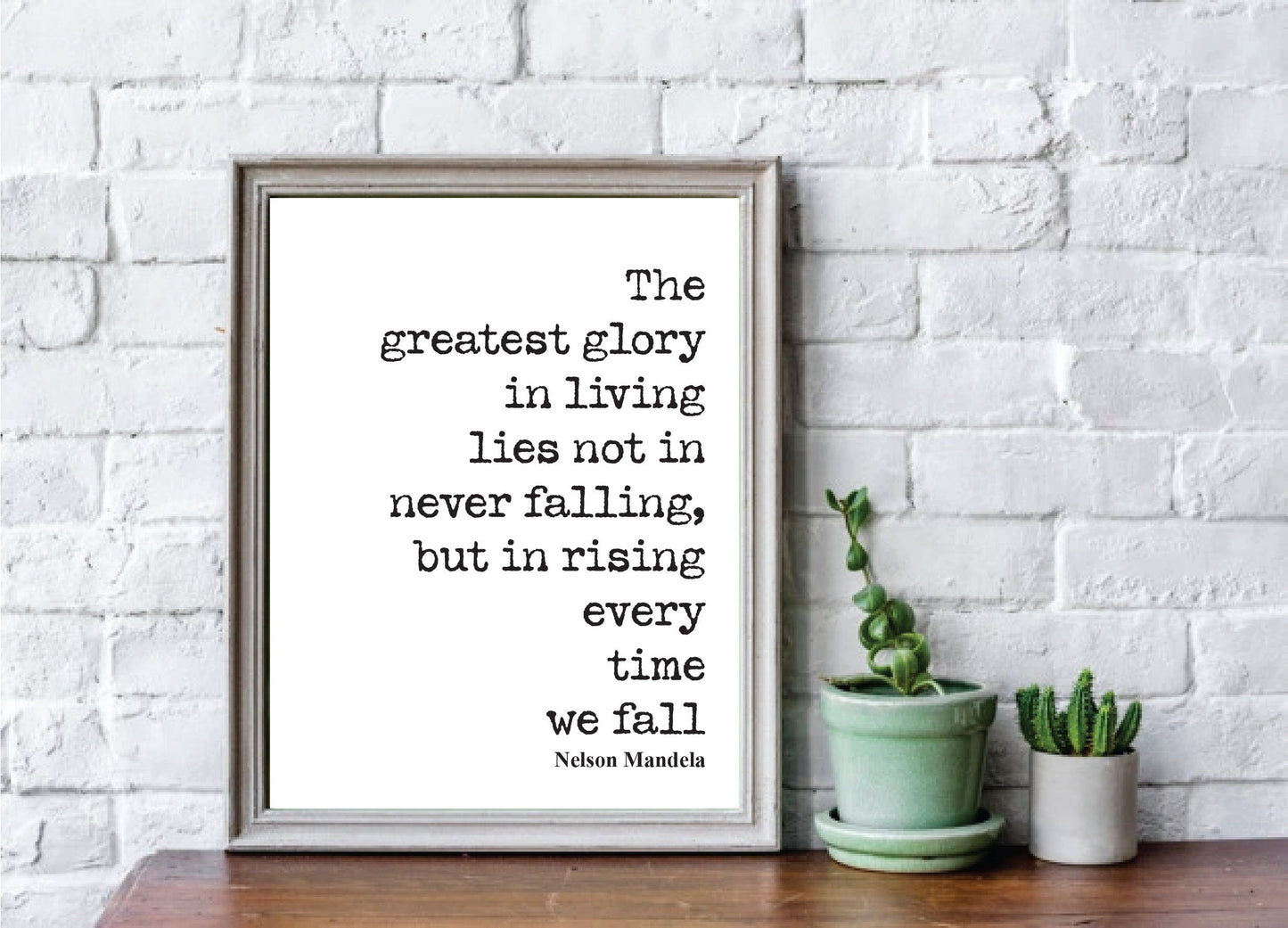 Nelson Mandela Quote Print The Greatest Glory In Living Rising Every Time We Fall Wall Art Inspirational Motivational Home Decor Unframed