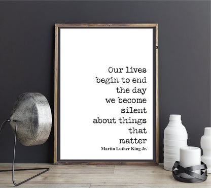 Martin Luther King Jr Quote Print SilentBLM Civil Rights Movement Black Lives Matter Home Decor Wall Art Inspirational Motivational Unframed