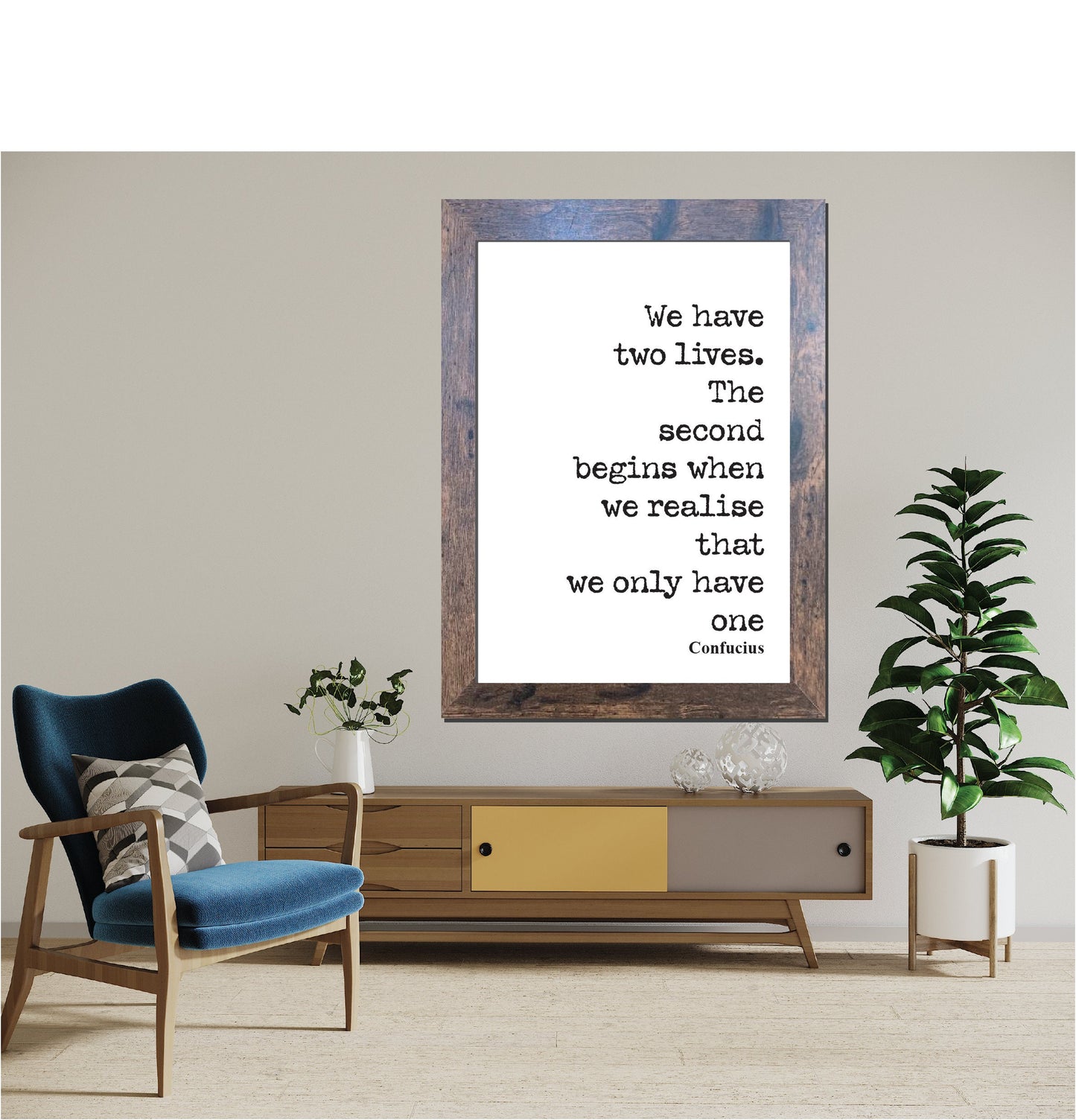 Confucius Quote Print Stoic We Have Two LIves Typography Wall Art Home Decor Inspirational Motivational Philosophy Unframed