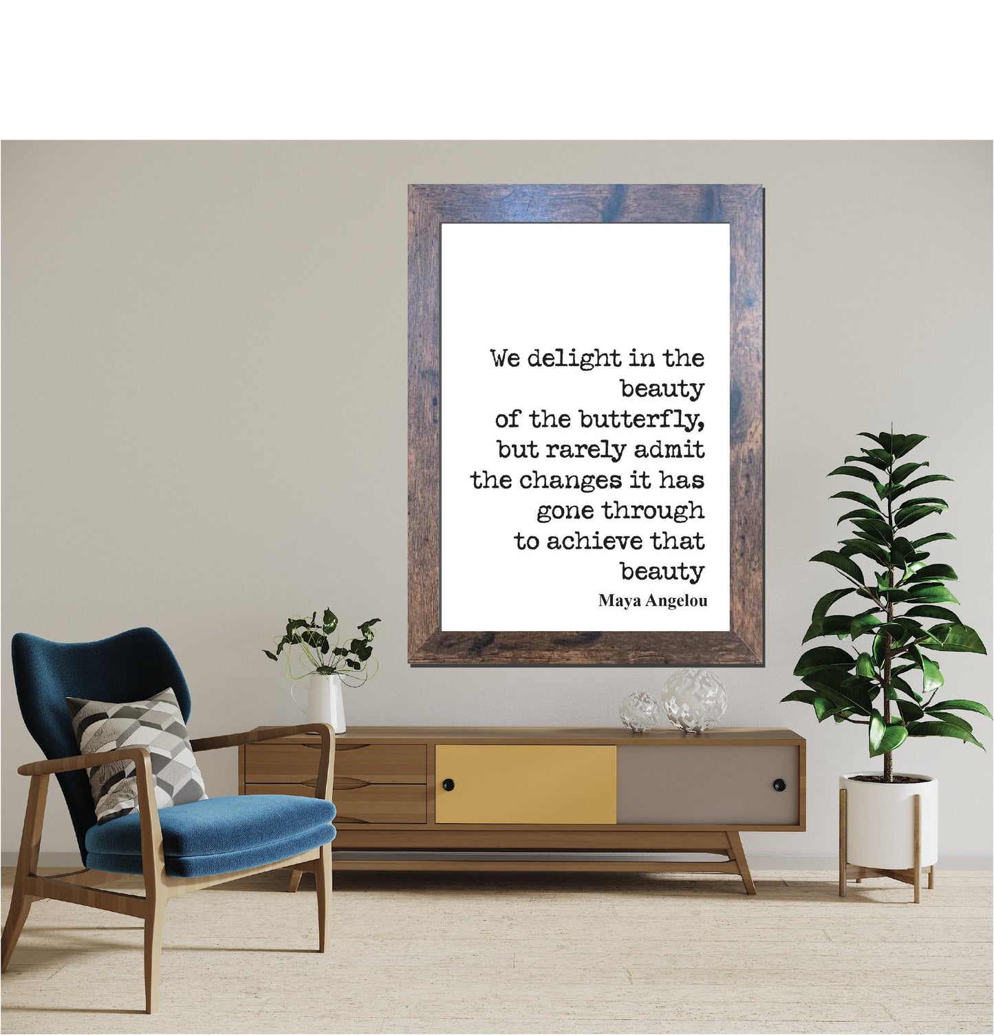 Maya Angelou Quote Print Feminist Delight In The Beauty Of The Butterfly Changes Achieve Wall Decor Art Inspirational Literature Unframed