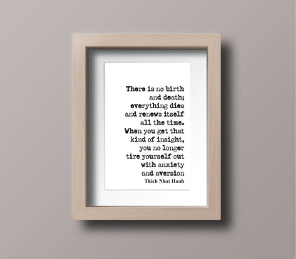 Thich Nhat Hanh Mindfulness Quote Print Health And WellBeing There Is No Birth And Death Home Decor Wall Art Minimalist Unframed Wellness