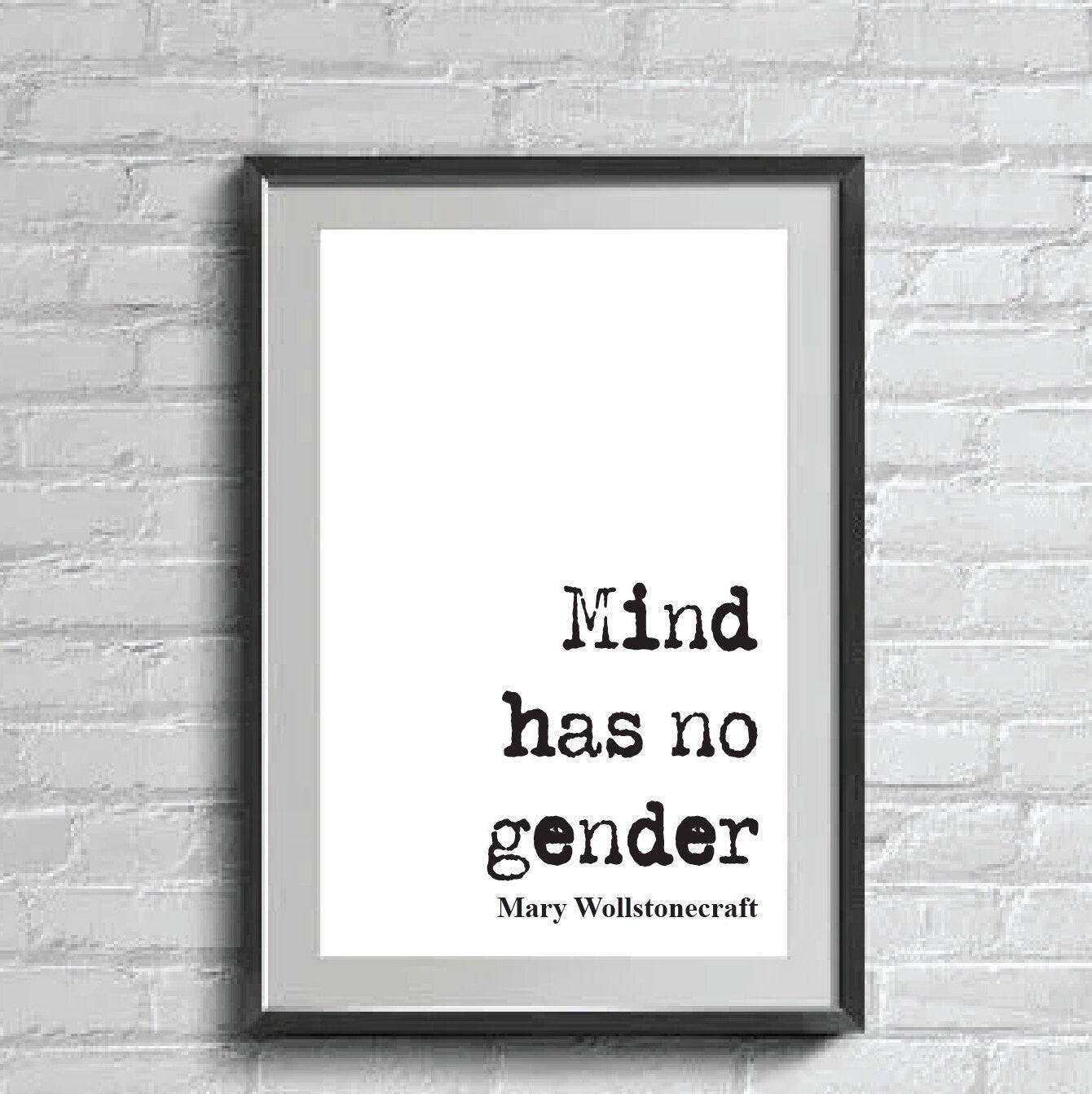 Mind Has No Gender Print Mary Wollstonecraft Quote Prints Feminist Quotes Home Decor Wall Art Unframed Civil Rights Womens Equality Feminism