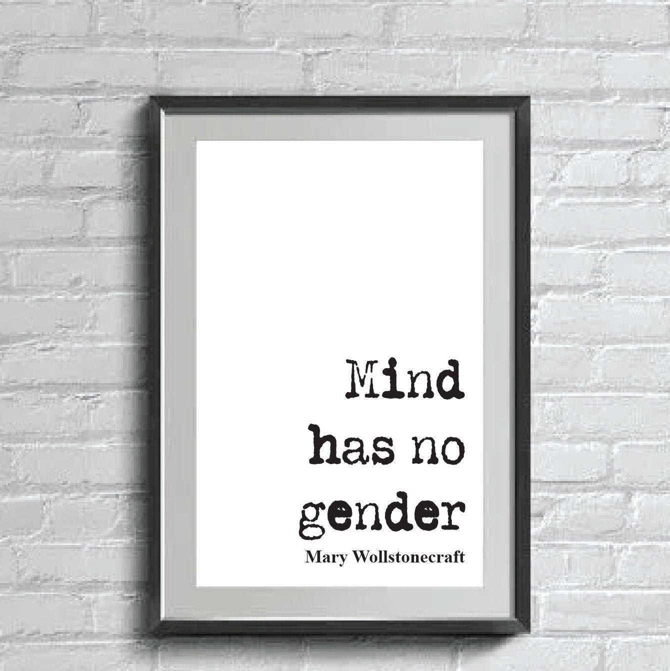 Mind Has No Gender Print Mary Wollstonecraft Quote Prints Feminist Quotes Home Decor Wall Art Unframed Civil Rights Womens Equality Feminism