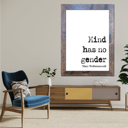 Mind Has No Gender Print Mary Wollstonecraft Quote Prints Feminist Quotes Home Decor Wall Art Unframed Civil Rights Womens Equality Feminism