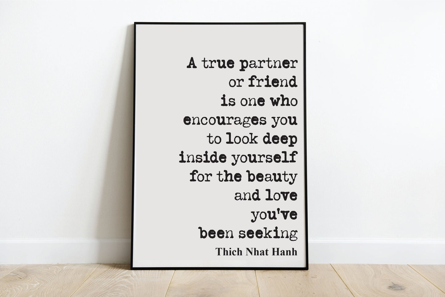 Thich Nhat Hanh Mindfulness Quote Print Health And WellBeing A True Partner Or Friend Home Decor Wall Art Minimalist Unframed Mental Health