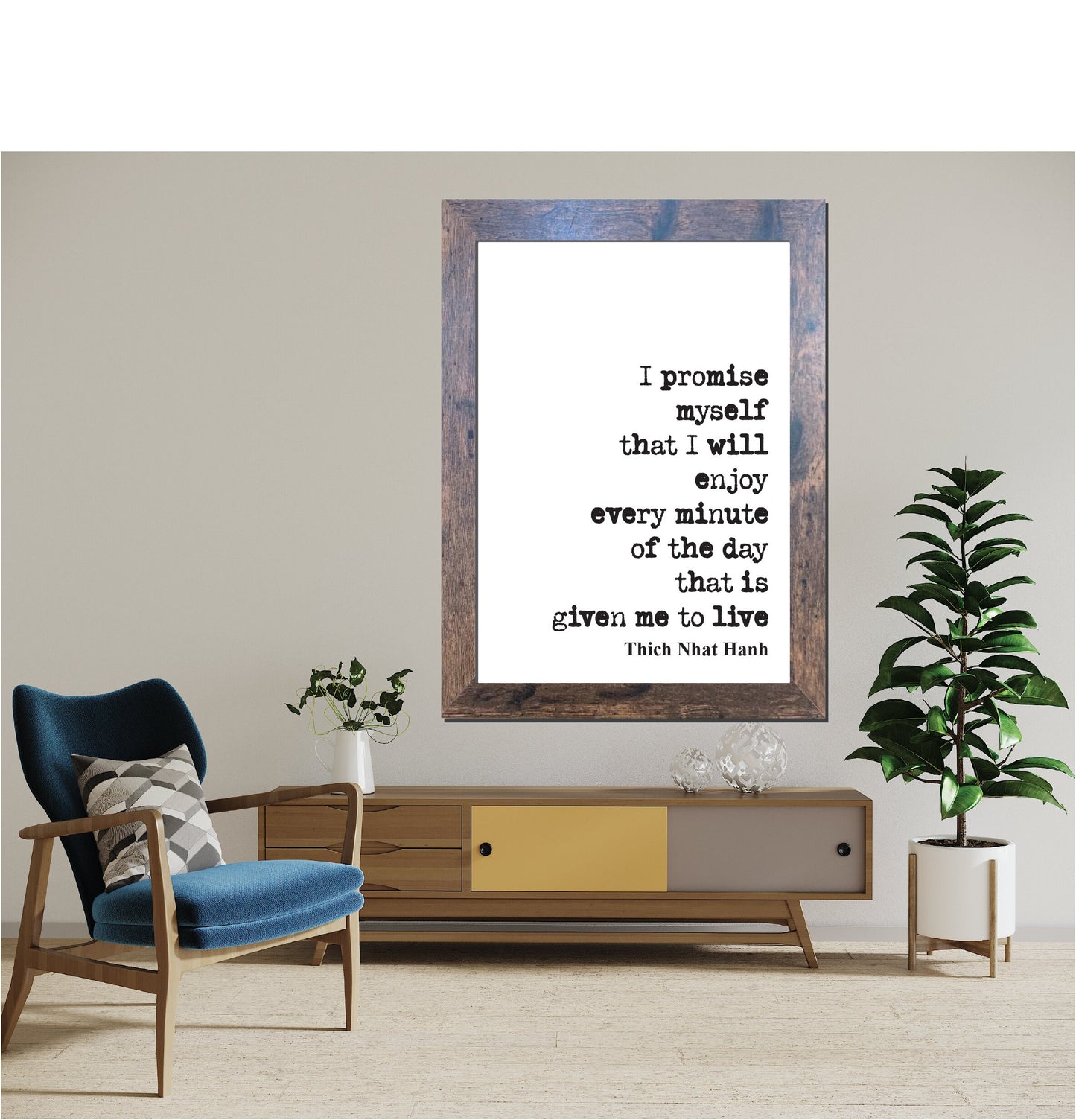 Thich Nhat Hanh Mindfulness Quote Print Health And WellBeing Enjoy Every Minute Of The Day Home Decor Wall Art Minimalist Unframed Mental