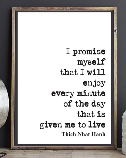 Thich Nhat Hanh Mindfulness Quote Print Health And WellBeing Enjoy Every Minute Of The Day Home Decor Wall Art Minimalist Unframed Mental