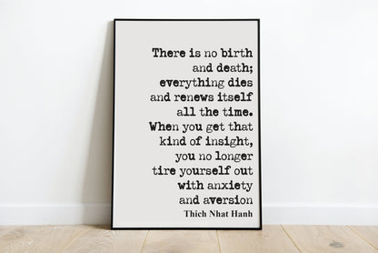 Thich Nhat Hanh Mindfulness Quote Print Health And WellBeing There Is No Birth And Death Home Decor Wall Art Minimalist Unframed Wellness