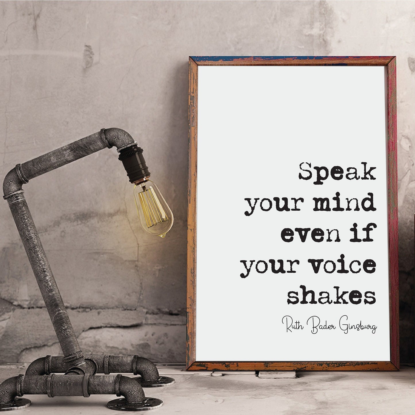 Speak Your Mind Even If Your Voice Shakes Feminist Quotes Ruth Bader Ginsburg Quote Print Minimalist Home Decor RBG Wall Art Unframed Poster