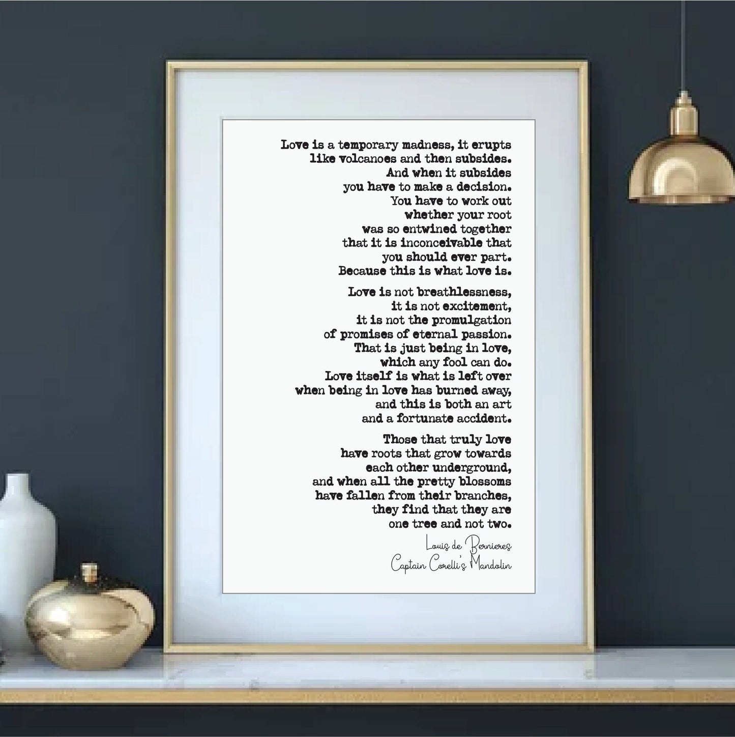 Wedding Reading Print Louis De Bernieres Love Is A Temporary Madness Speech Bridesmaid Groomsman Bestman Maid of Honour Gift Unframed