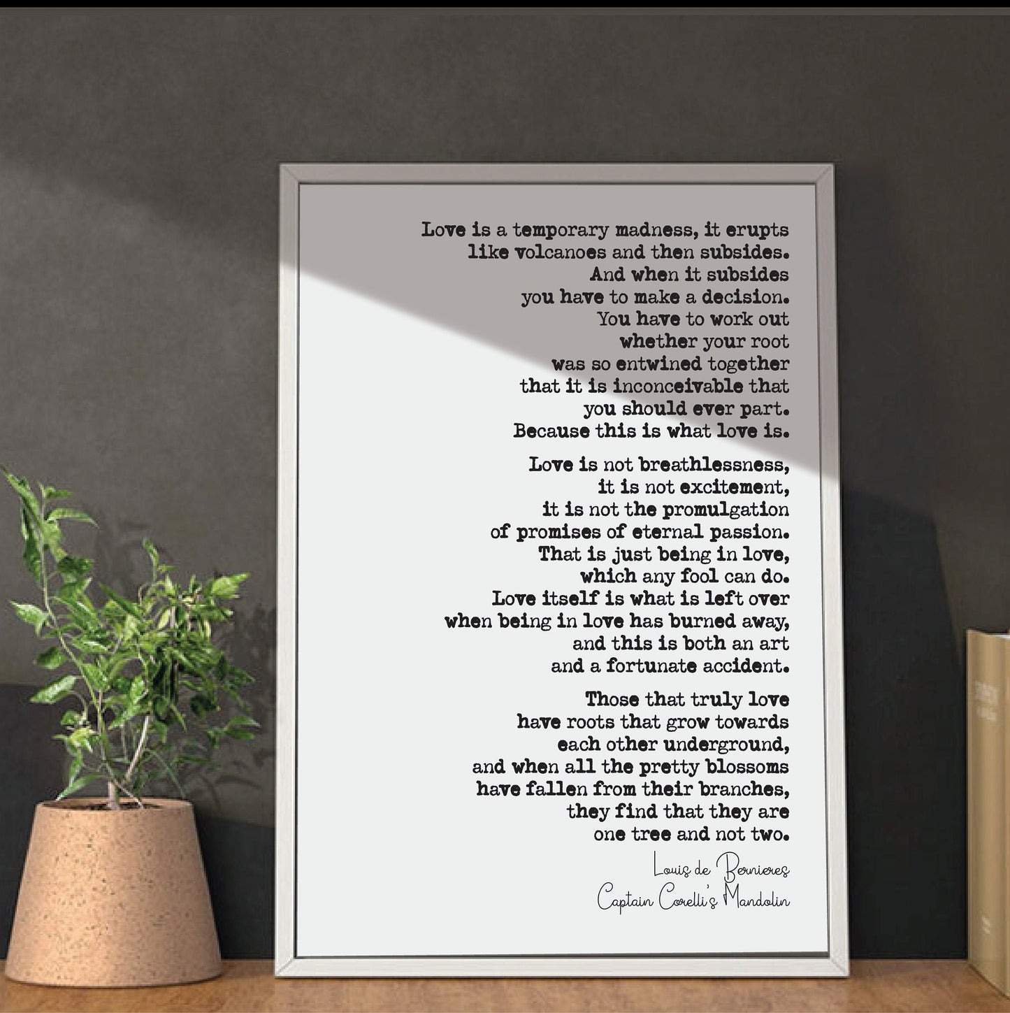 Wedding Reading Print Louis De Bernieres Love Is A Temporary Madness Speech Bridesmaid Groomsman Bestman Maid of Honour Gift Unframed