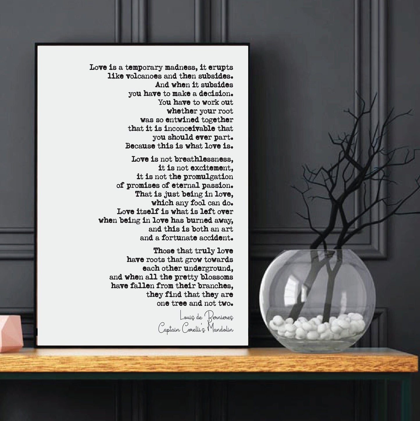 Wedding Reading Print Louis De Bernieres Love Is A Temporary Madness Speech Bridesmaid Groomsman Bestman Maid of Honour Gift Unframed