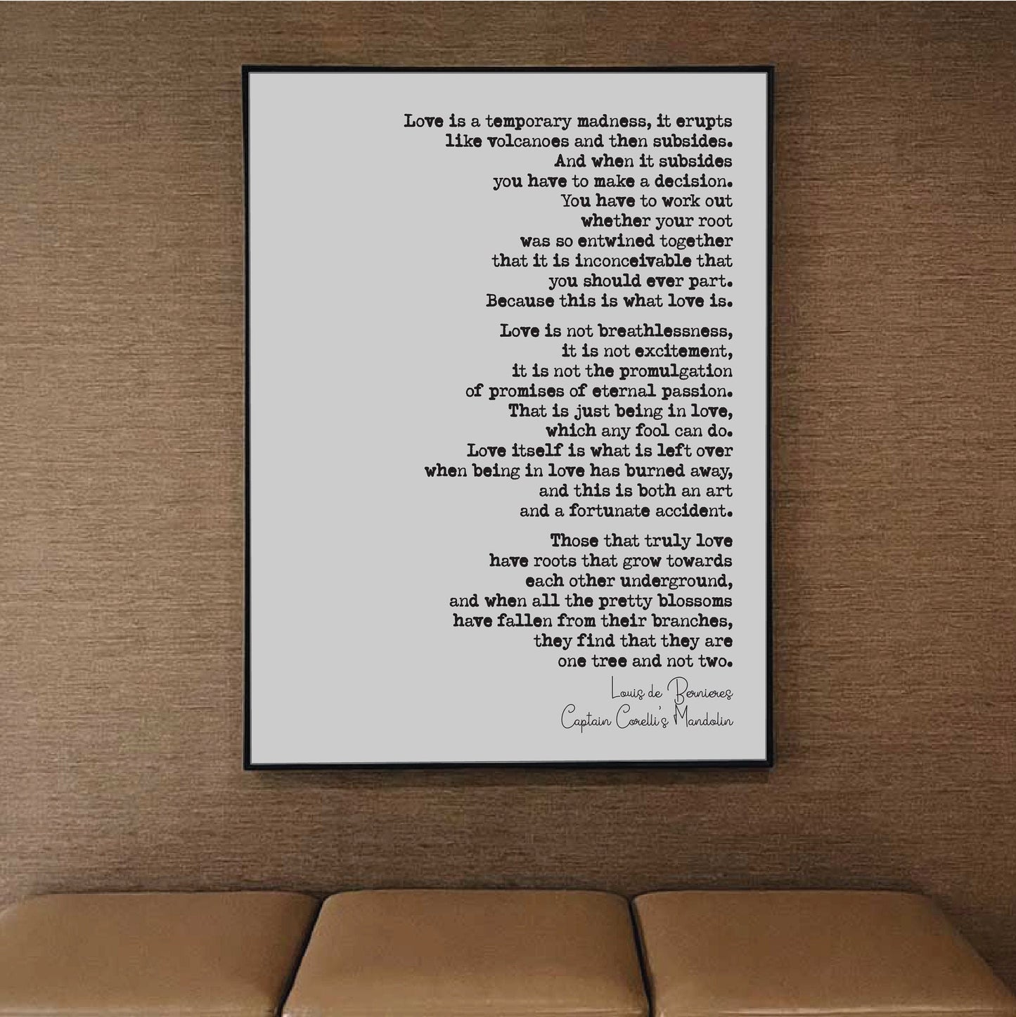 Wedding Reading Print Louis De Bernieres Love Is A Temporary Madness Speech Bridesmaid Groomsman Bestman Maid of Honour Gift Unframed