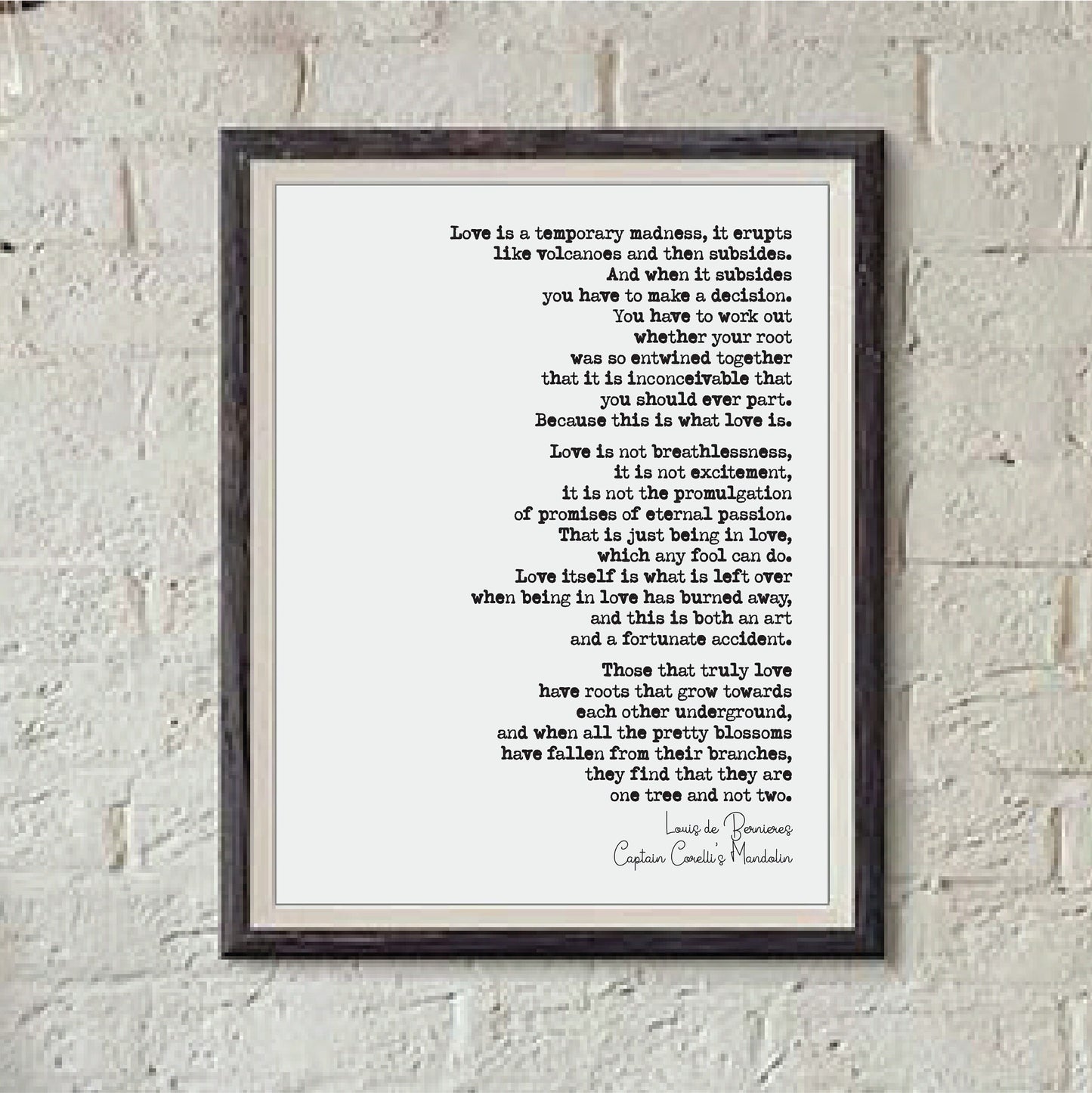 Wedding Reading Print Louis De Bernieres Love Is A Temporary Madness Speech Bridesmaid Groomsman Bestman Maid of Honour Gift Unframed