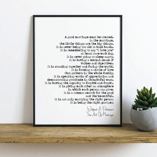 Wedding Reading Print Wilfred a Peterson The Art Of Marriage Speech Bridesmaid Groomsman Bestman Maid of Honour Gift Unframed Bridal Family