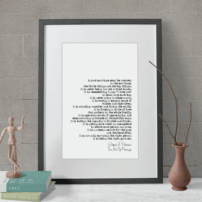 Wedding Reading Print Wilfred a Peterson The Art Of Marriage Speech Bridesmaid Groomsman Bestman Maid of Honour Gift Unframed Bridal Family