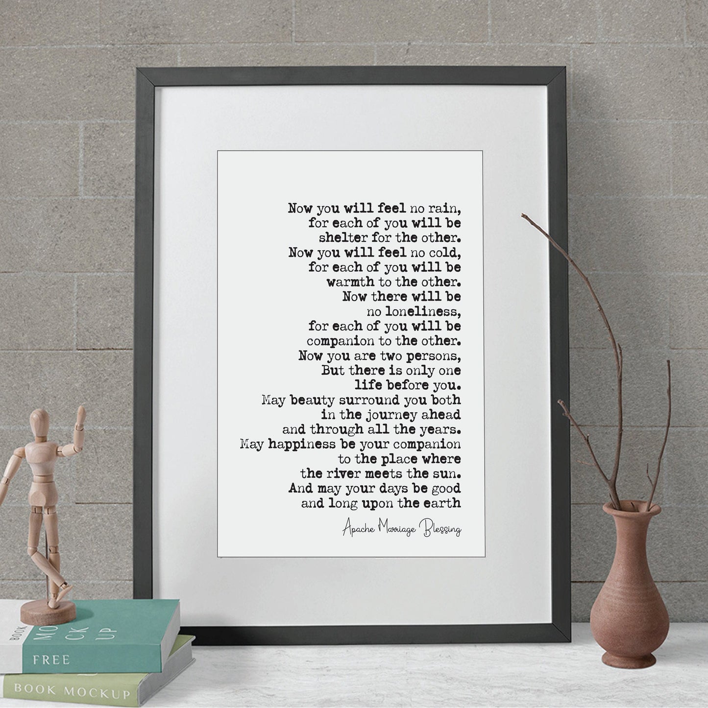 Wedding Reading Print Apache Marriage Blessing Now You Will Feel No Rain Speech Bridesmaid Groomsman Bestman Maid of Honour Gift Unframed