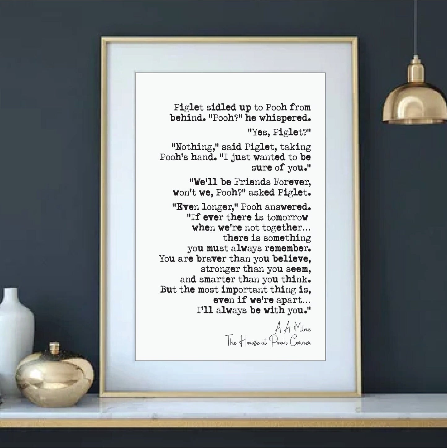 Wedding Reading Print A A Milne The House At Pooh Corner Winnie Always Be With You Bridesmaid Groomsman Bestman Maid of Honour Gift Unframed