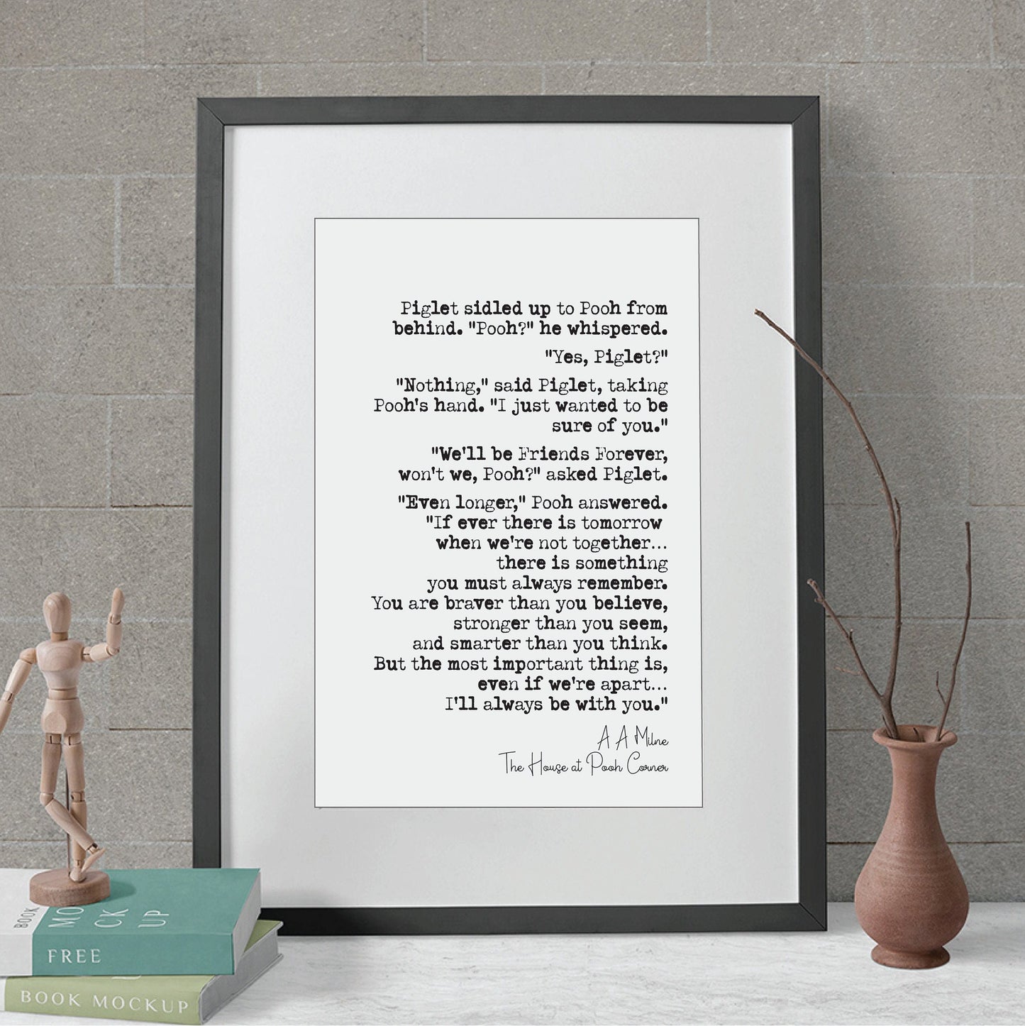 Wedding Reading Print A A Milne The House At Pooh Corner Winnie Always Be With You Bridesmaid Groomsman Bestman Maid of Honour Gift Unframed