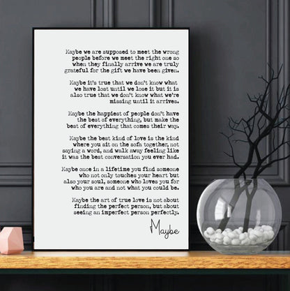 Wedding Reading Print Maybe We Are Supposed To Meet The Wrong Person Before We Meet The Right One Speech Bridesmaid Groomsman Gift Unframed