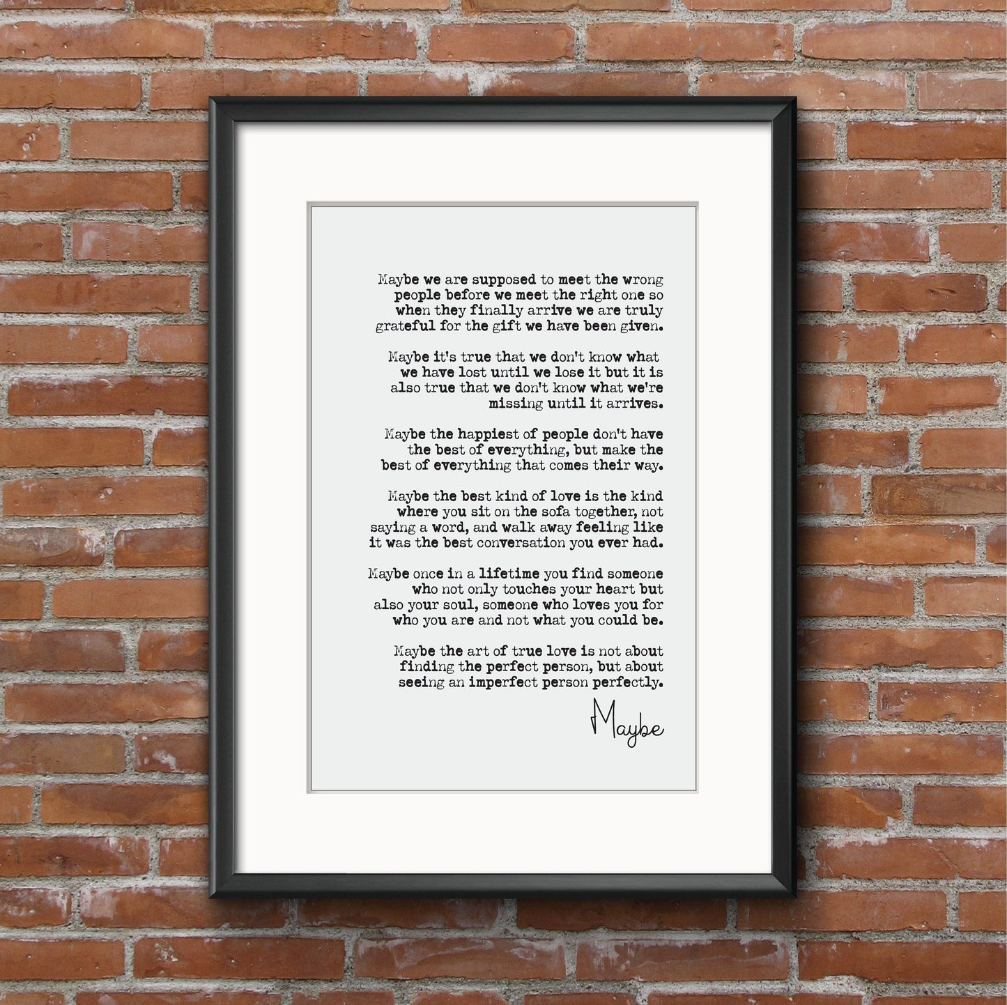 Wedding Reading Print Maybe We Are Supposed To Meet The Wrong Person Before We Meet The Right One Speech Bridesmaid Groomsman Gift Unframed