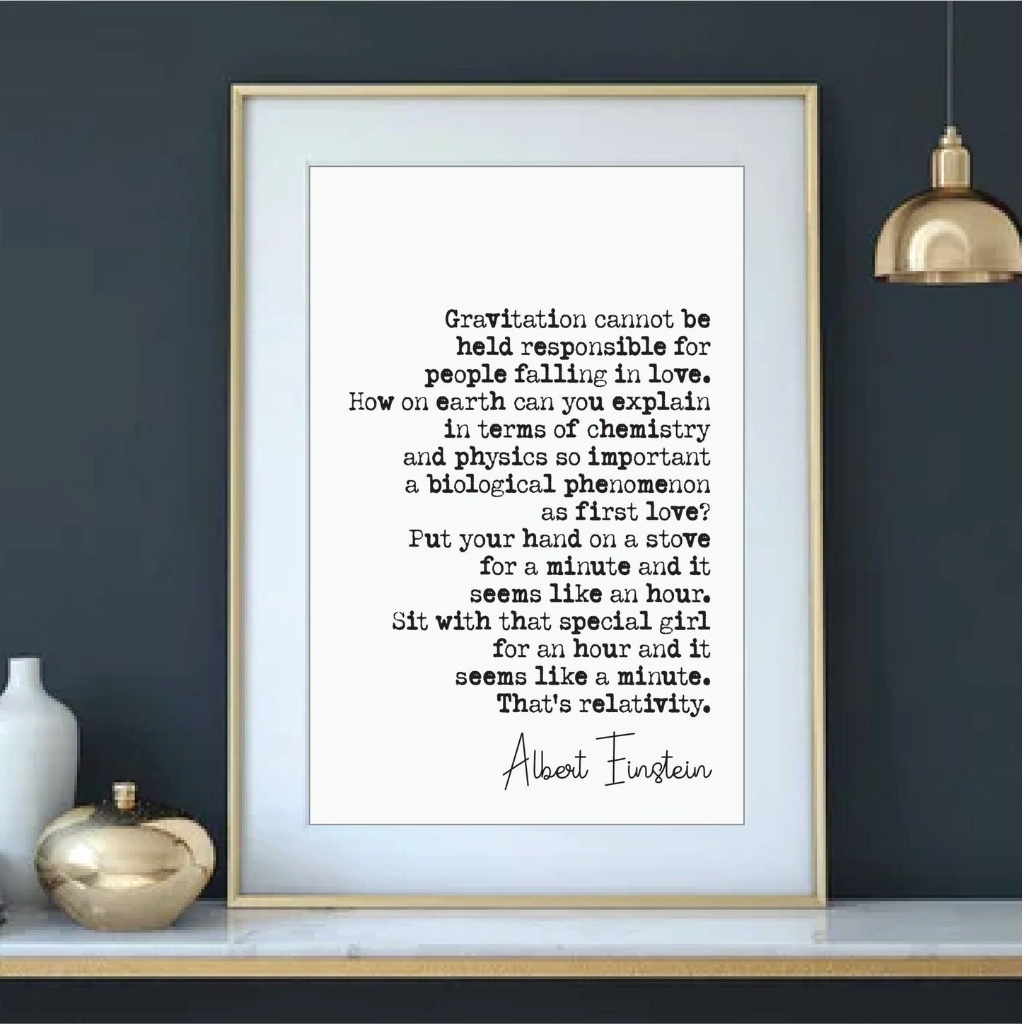 Wedding Reading Print Albert Einstein Relativity Speech Gravitation People Falling In Love Bridesmaid Groomsman Maid of Honour Gift Unframed