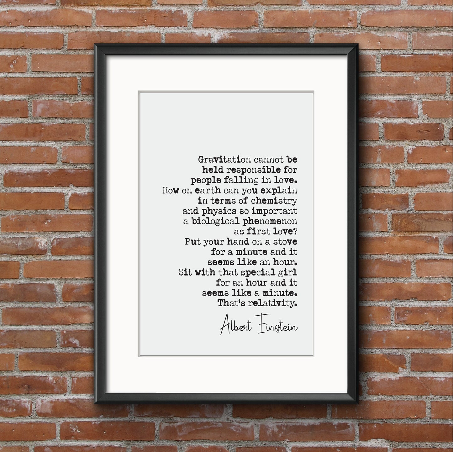 Wedding Reading Print Albert Einstein Relativity Speech Gravitation People Falling In Love Bridesmaid Groomsman Maid of Honour Gift Unframed