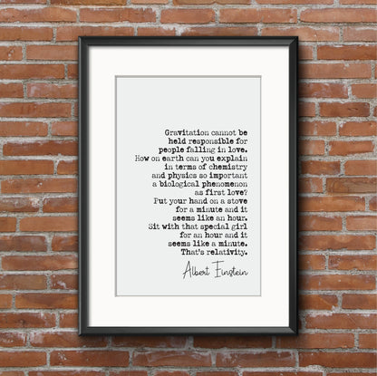 Wedding Reading Print Albert Einstein Relativity Speech Gravitation People Falling In Love Bridesmaid Groomsman Maid of Honour Gift Unframed