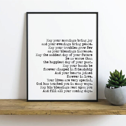 Irish Wedding Reading Print Irish Blessing Marriage Speech Bridesmaid Groomsman Bestman Maid of Honour Gift Unframed Anniversary Present Art