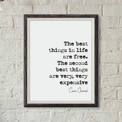 Coco Chanel Quote Print The Best Things In Life Are Free The Second Best Things Are Very Very Expensive Minimalist Home Decor Art Unframed