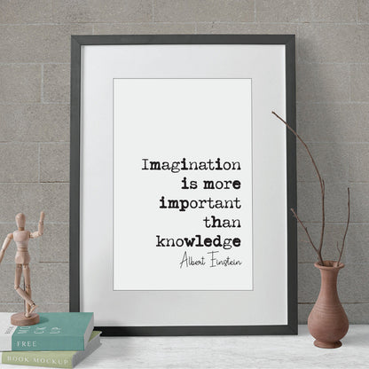 Albert Einstein Quote Print Imagination Is More Important Than Knowledge Minimalist Home Decor Wall Art Inspirational Genius Iconic Unframed