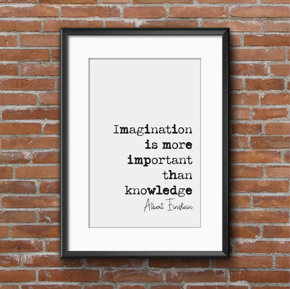 Albert Einstein Quote Print Imagination Is More Important Than Knowledge Minimalist Home Decor Wall Art Inspirational Genius Iconic Unframed