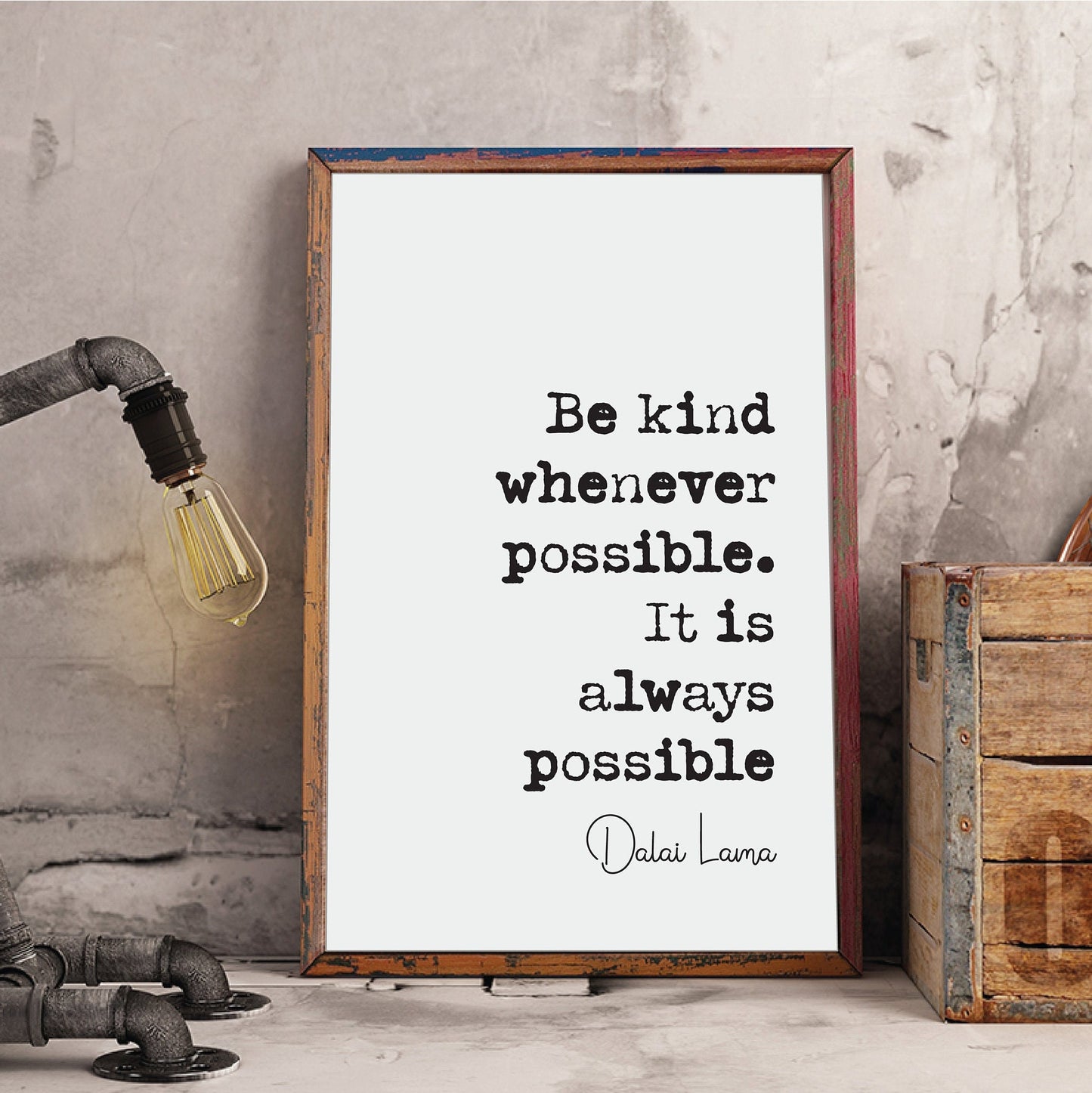 Be Kind Whenever Possible It Is Always Possible Dalai Lama Quote Print Buddhist Spiritual Philosophy Wall Art Minimalist Home Decor Unframed