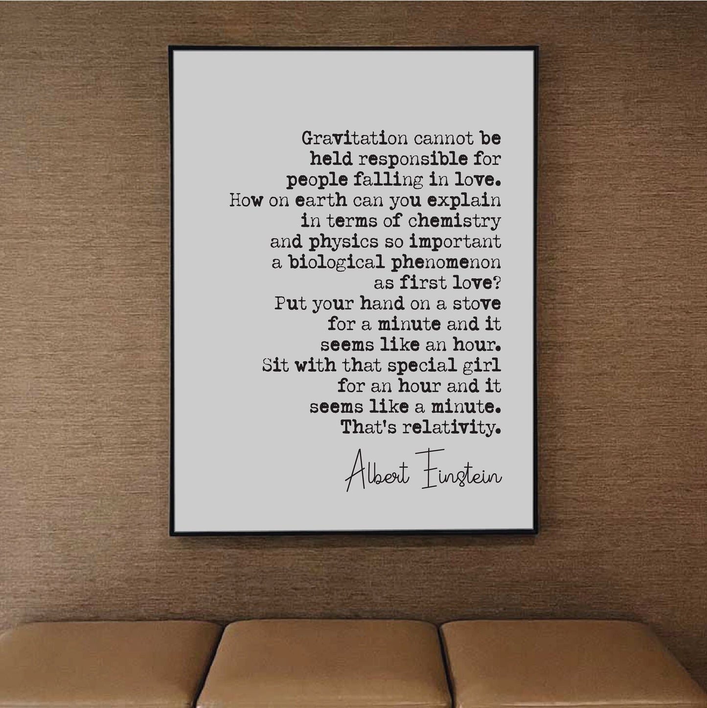 Wedding Reading Print Albert Einstein Relativity Speech Gravitation People Falling In Love Bridesmaid Groomsman Maid of Honour Gift Unframed