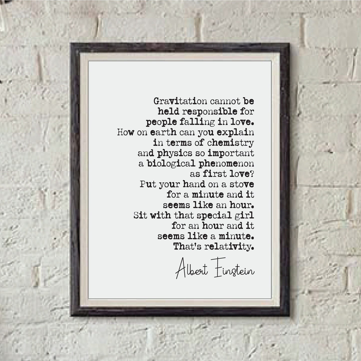 Wedding Reading Print Albert Einstein Relativity Speech Gravitation People Falling In Love Bridesmaid Groomsman Maid of Honour Gift Unframed