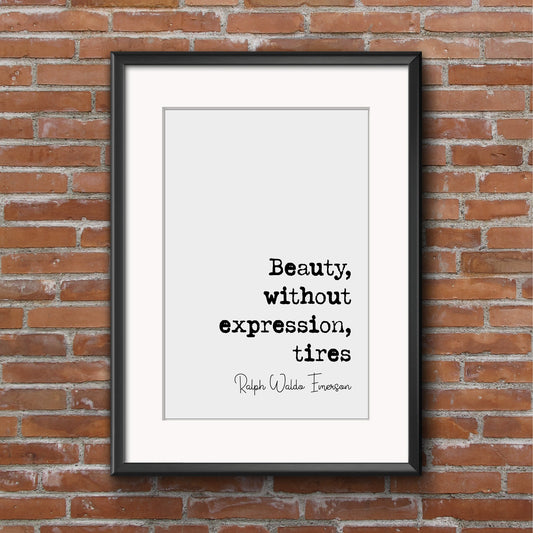 Ralph Waldo Emerson Quote Print Beauty Without Expression Tires Minimalist Home Decor Poet Wall Art Unframed Literature Monochrome Posters