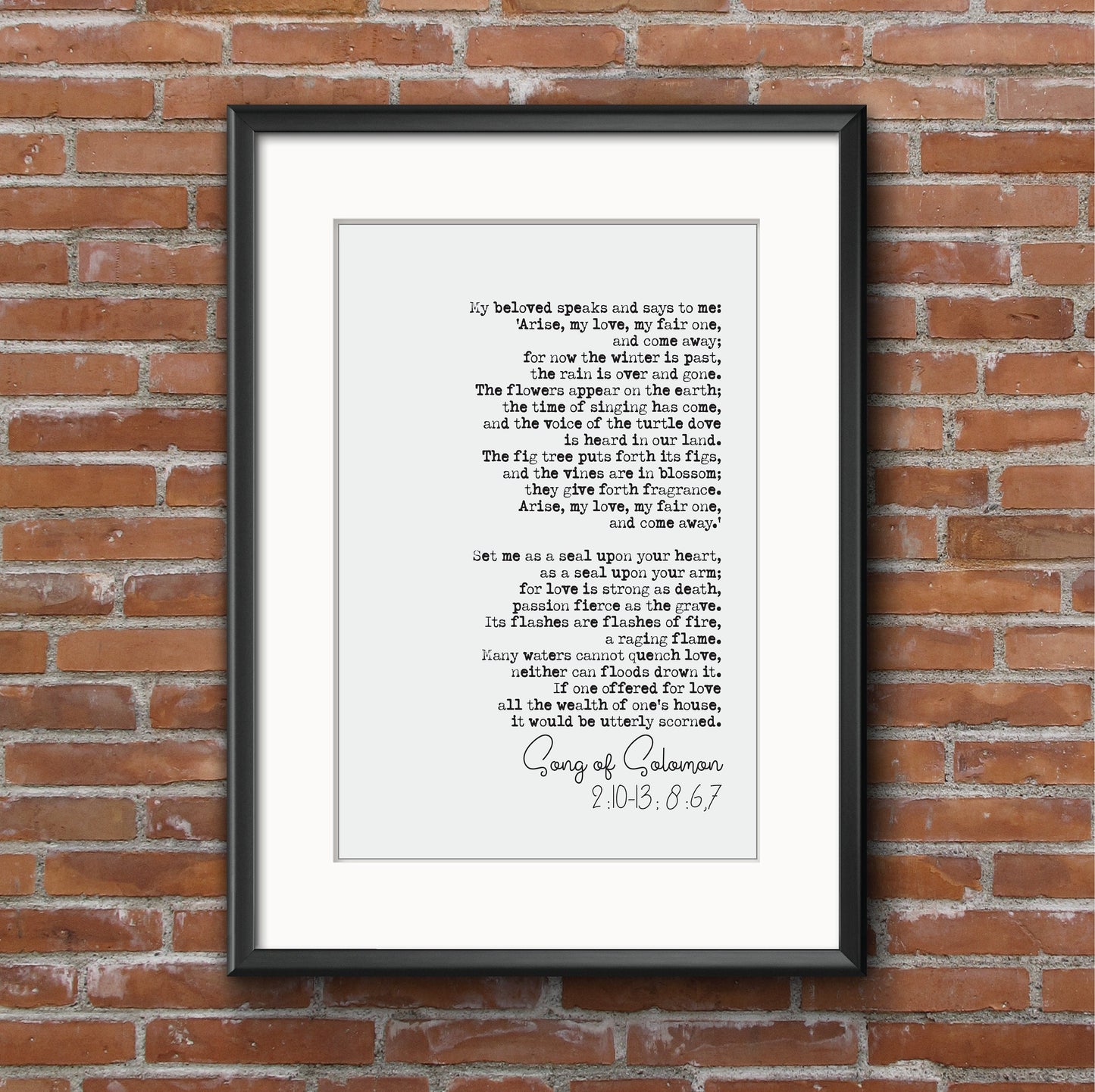 Bible Wedding Reading Print Song Of Solomon 2:10-13 8 6,7 My Beloved Speakls And Says To Me Speech Brides Groomsman Maid of Honour Unframed