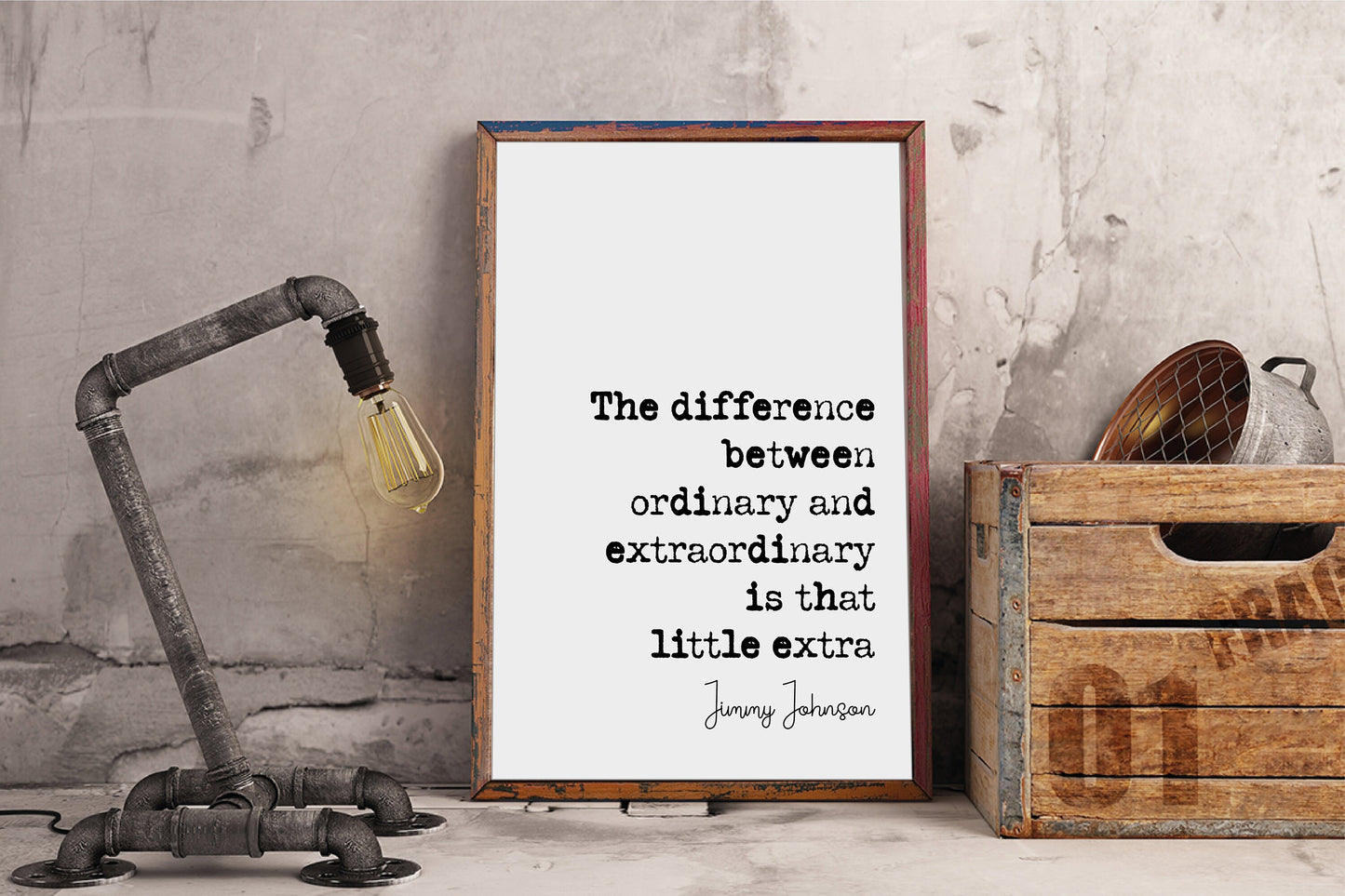 Jimmy Johnson Quote Print The Difference Between Ordinary And Extraordinary Is That Little Extra Minimalist Home Decor Wall Art Unframed NFL