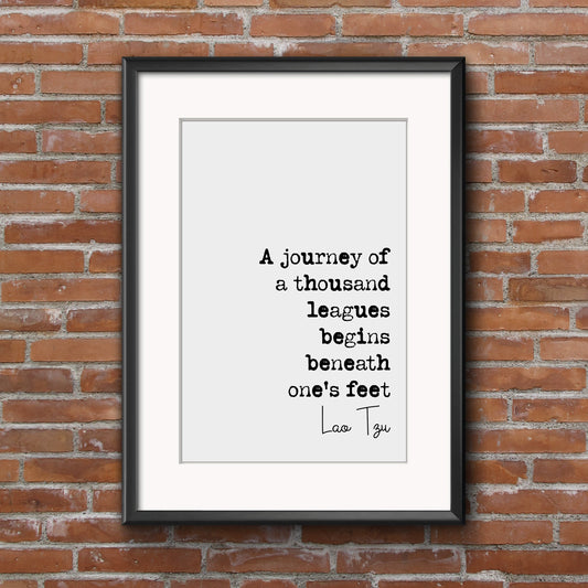 Lao Tzu Quote Print A Journey Of A Thousand Leagues Begins Beneath Ones Feet Monochrome Home Decor Minimalist Wall Art Unframed Chinese